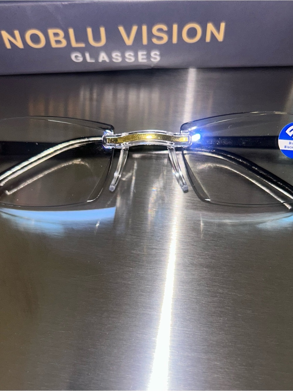 Noblu Vision Unisex Rimless Clear Glasses - Blue Light Filter